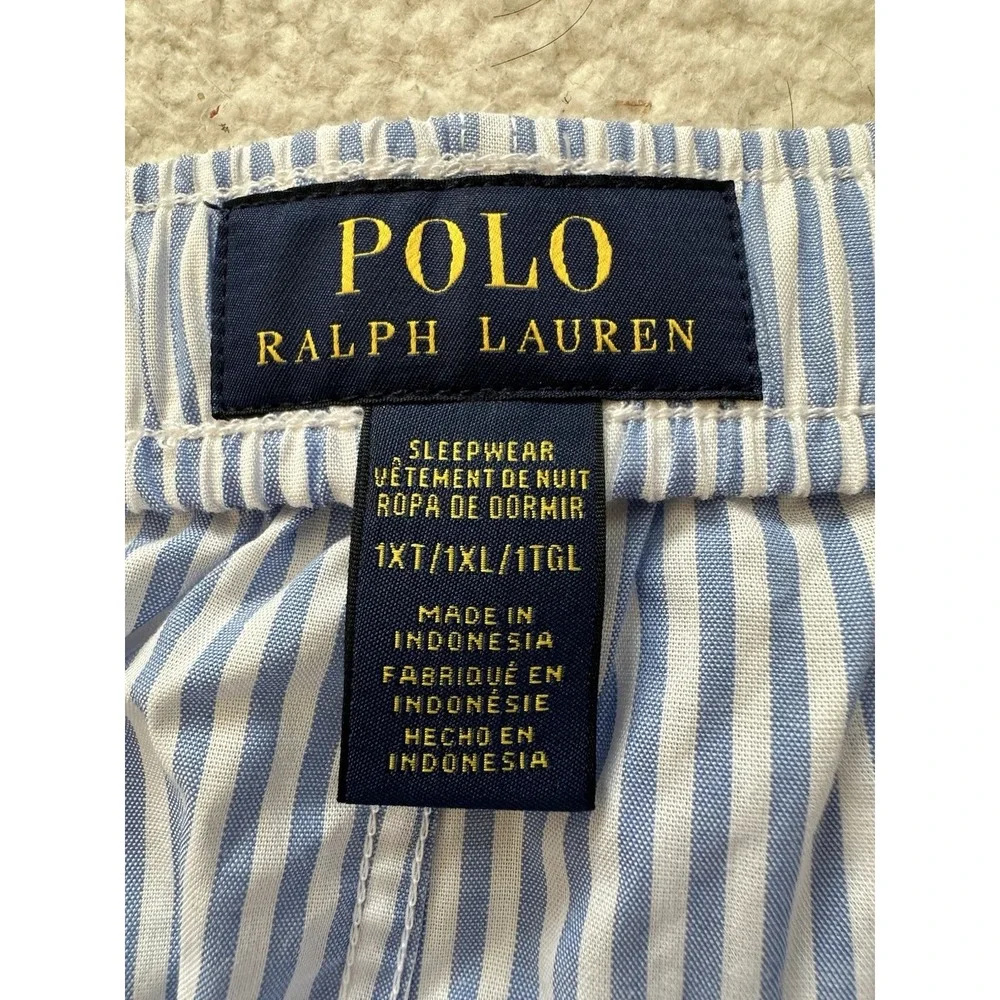 Polo Ralph Lauren Pajama Pants Mens 1XT Blue/White Striped Lounge Sleepwear NWT